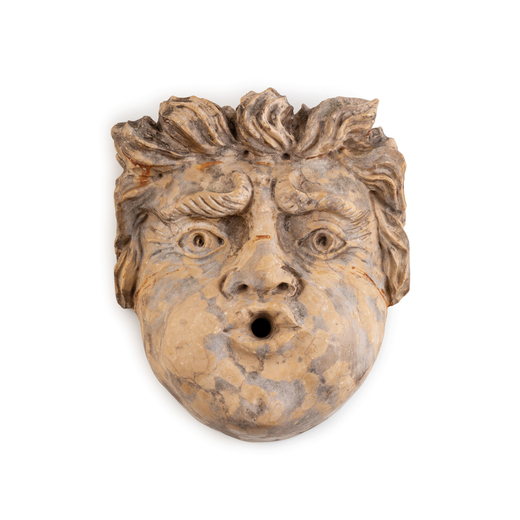 ELEMENTO DECORATIVO IN MARMO, XX SECOLO raffigurante maschera grottesca, forse parte di fontana; usu