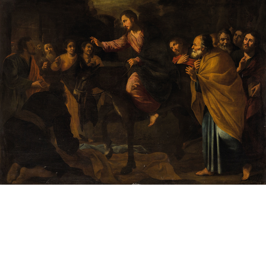 ALONSO RODRIGUEZ (attr. a) (Messina, 1578 - 1648)<br>Gesù entra a Gerusalemme<br>Olio su tela, cm 1