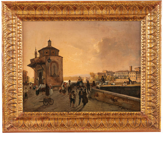  GIUSEPPE CANELLA Verona 1788 - Firenze 1847<br>Ponte Carrai a Firenze <br>Firmato G Canella e datat
