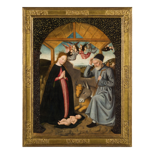 LUDOVICO BREA  (Nizza, 1459 - 1522)<br>Natività<br>Olio su tavola, cm 80X59