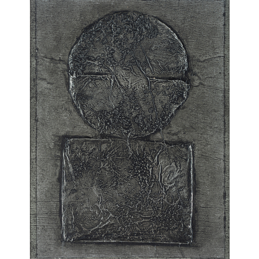 FERNANDEZ MURO Madrid 1920- 2014<br>Senza titolo<br>Tecnica mista su tin foil, cm 38 x 33,4