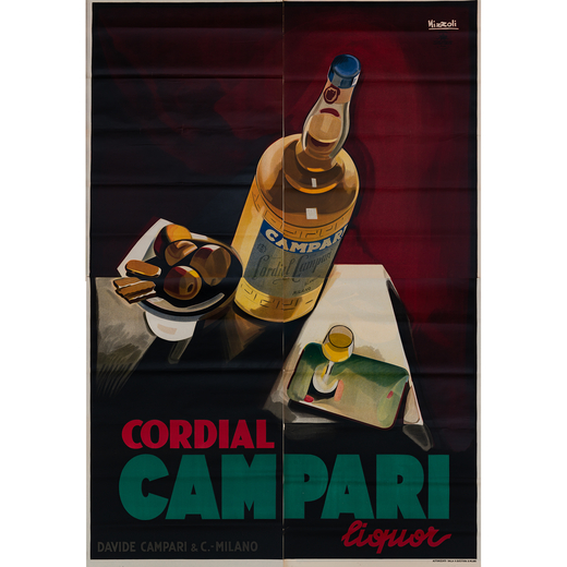 Cordial Campari Liquor [Rosso] Manifesto Litografia [Non Telato]<br>by Nizzoli Marcello<br>Edito Sta