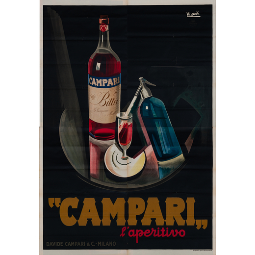 Campari, Aperitivo [Nero] Manifesto Litografia [Non Telato] <br>by Nizzoli Marcello<br>Edito Star-IG