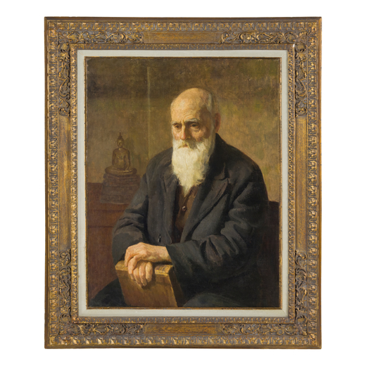 PITTORE RUSSO DEL XIX SECOLO  Ritratto di uomo anziano<br>Olio su tela, cm 90X70