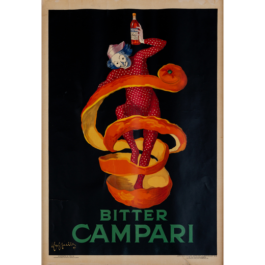 Bitter Campari [Spiritello-Diavoletto] Cartello Espositore in Cromolitografia<br>by Cappiello Leonet