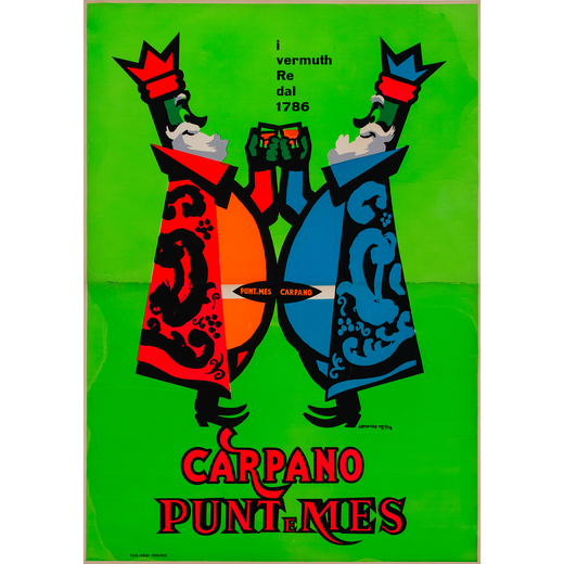 I Vermouth Re dal 1786, Carpano, Punt e Mes [Fluo] Manifesto Litografia [Telato]<br>by Testa Armando