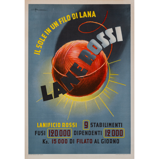 Lanerossi Manifesto Litografia [Telato]<br>by Busi Adolfo<br>Edito Officine Grafiche Ricordi, Milano