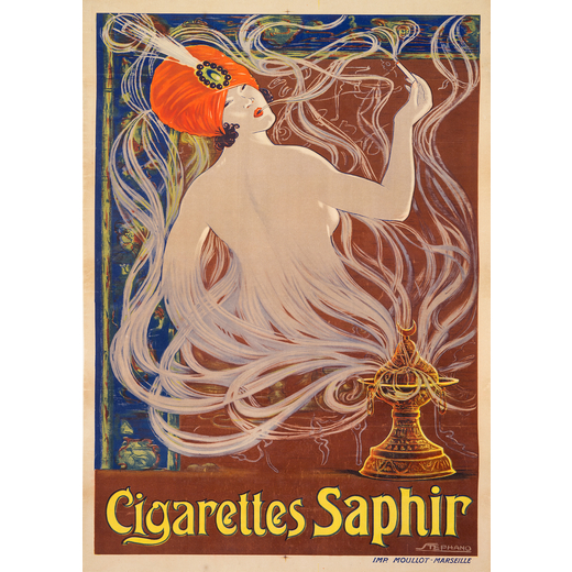 Cigarettes Saphir Manifesto Pubblicitario [Telato]<br>by Stephano ; Edito Imprimerie Moullot, Marsei