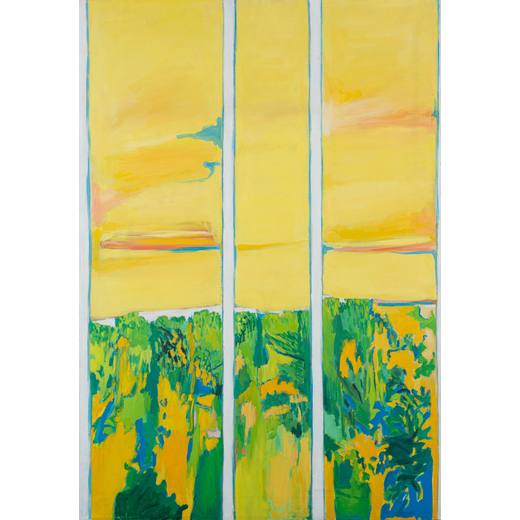 ROBERTO VAIANO Resina 1935<br>Finestra sul paesaggio, 1967-69<br>Olio su tela, 100 x 69,7<br>Firmato