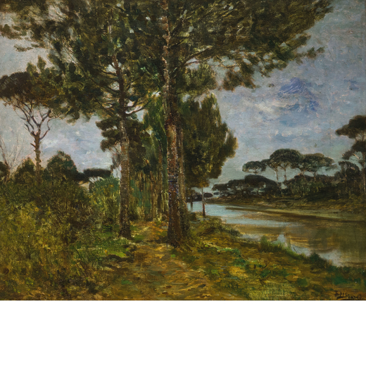 BEPPE CIARDI Venezia, 1875 - Quinto di Treviso, 1932<br>Paesaggio fluviale <br>Firmato Beppe Ciardi 