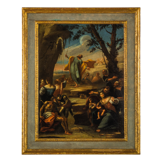 SCIPIONE COMPAGNO (attr. a) (Napoli, 1624 - dopo il 1680)<br>Mosè che fa scaturire lacqua nel deser