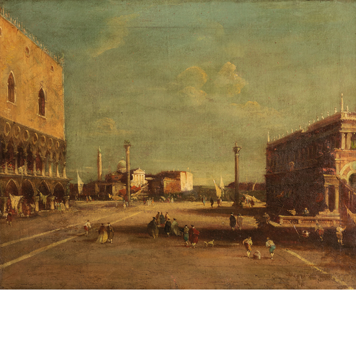 FRANCESCO GUARDI (maniera di) (Venezia, 1712 - 1793)<br>Veduta della piazzetta di San Marco con il P