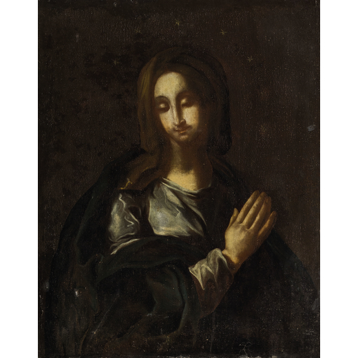PITTORE DEL XVII - XVIII SECOLO Madonna<br>Olio su tela, cm 95X72