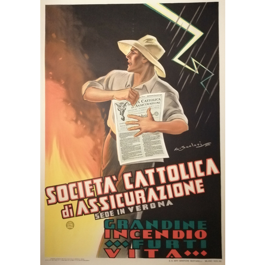 Società Cattolica di Assicurazione Manifesto Pubblicitario [Telato]<br>by Scolari Giovanni ; Edito 