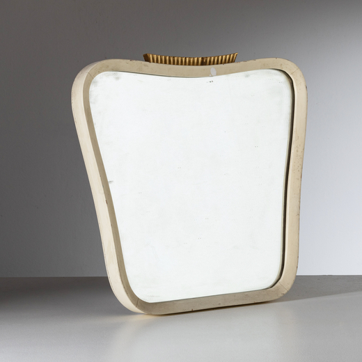 OSVALDO BORSANI (ATTRIB. A) Specchio. Legno laccato, legno dorato, cristallo molato. Italia anni 50.