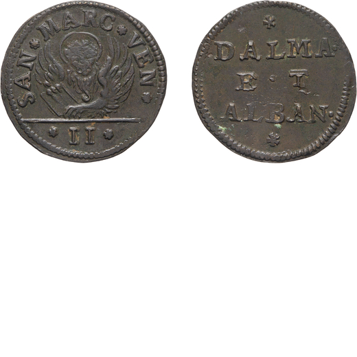 ZECCHE ITALIANE. VENEZIA. GAZZETTA Monetazione per la Dalmazia e lAlbania.<br>Rame, 6,68 gr, 30 mm. 