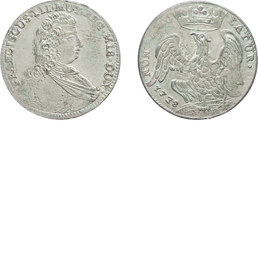 ZECCHE ITALIANE. MODENA. FRANCESCO III DESTE (1737-1780). 1 LIRA 1738 Argento, 5,62 gr, 28,5 mm. Rar