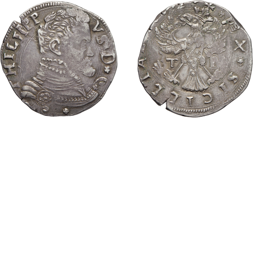 ZECCHE ITALIANE. MESSINA. FILIPPO II (1556-1598). 4 TARI Argento, 11,73 gr, 32 mm. BB<br>D: PHILIPP 