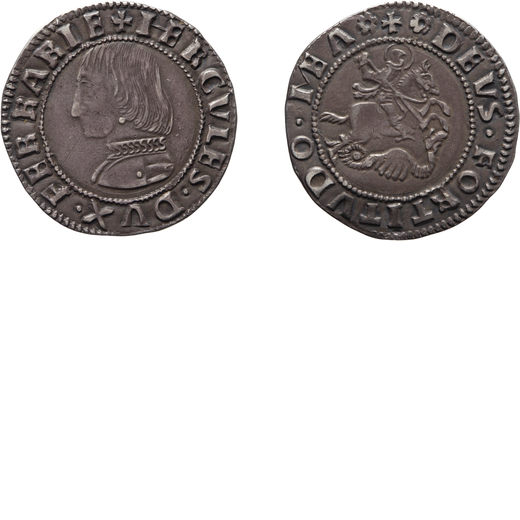 ZECCHE ITALIANE. FERRARA. ERCOLE I DESTE (1471-1505). GROSSONE Argento, 3,82 gr, 25 mm. Bel BB. Piac