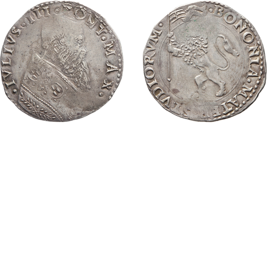 MONETE PAPALI. GIULIO III (1550-1555). BIANCO Bologna. Argento, 5,08 gr, 29,5 mm. q.BB<br>D: IVLIVS 