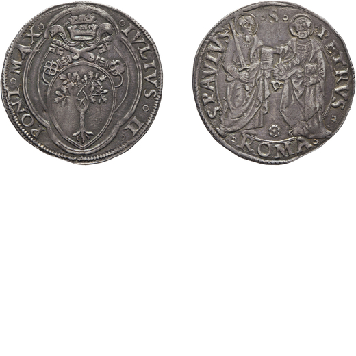 MONETE PAPALI. GIULIO II (1503-1513). GIULIO Argento, 3,72 gr, 28 mm. BB<br>D: IVLIVS II PONT MAX St
