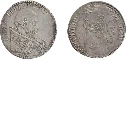 MONETE PAPALI. PIO IV (1559-1565). BIANCO Bologna. Argento, 4,87 gr, 30 mm. Buon BB<br>D: PIVS IIII 