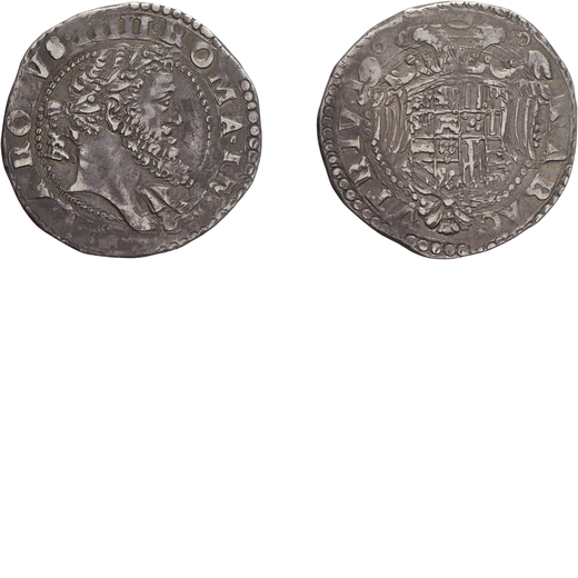 ZECCHE ITALIANE. NAPOLI. CARLO V (1516-1556). TARI Argento, 6,12 gr, 27 mm. q.BB<br>D: CAROLVS IIII 