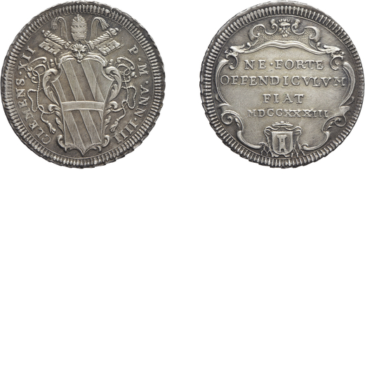 MONETE PAPALI. CLEMENTE XII (1730-1740). TESTONE 1733 Argento, 8,33 gr, 31,5 mm. SPL<br>D: CLEMENS X