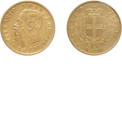 SAVOIA. VITTORIO EMANUELE II (1861-1878). 20 LIRE 1871 Oro, Sigillata Numismatica Terziani.<br>D: VI