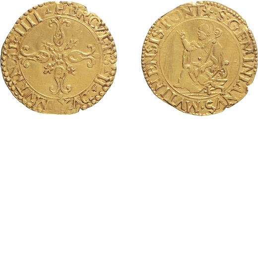 ZECCHE ITALIANE. MODENA. ERCOLE II DESTE (1534-1559). SCUDO DEL SOLE Oro, 3,34 gr, 25,5 mm. Minimi g