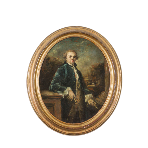 PITTORE DEL XVIII-XIX SECOLO  Ritratto di gentiluomo<br>Olio su tavola, cm 24,8X20,3