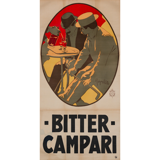 Bitter Campari Manifesto Litografia [Telato su Lino]<br>by Hohenstein Adolfo<br>Edito Arti Grafiche 