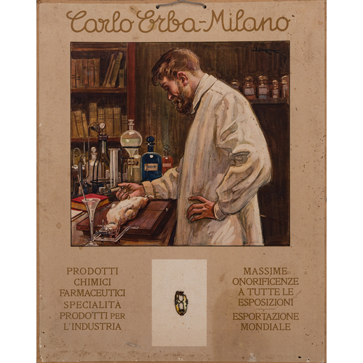 Carlo Erba, Milano Cartonato Calendario Espositore<br>by Metlicovitz Leopoldo<br>Edito Officine Graf