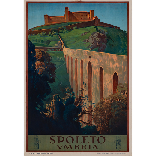 Spoleto, Umbria Manifesto Litografia [Telato]<br>by Simonetti<br>Edito Stabilimento L. Salomone, Rom