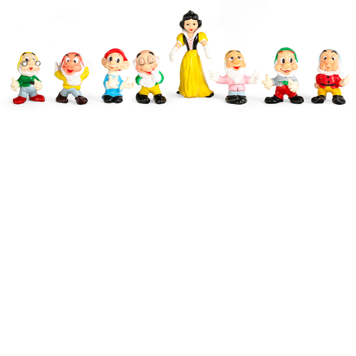 Biancaneve e i Sette Nani Lotto Completo di Otto Pupazzi in Gomma [Versione Grande] <br>Walt Disney 