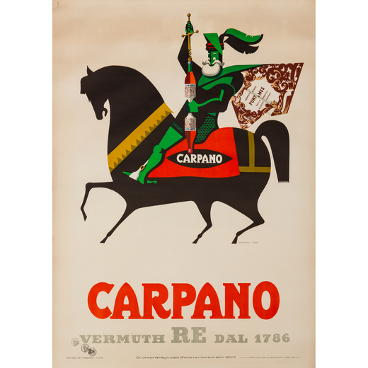 Carpano, Caval ad Bruns Manifesto Litografia [Telato]<br>by Testa Armando<br>Edito Arti Grafiche F.l
