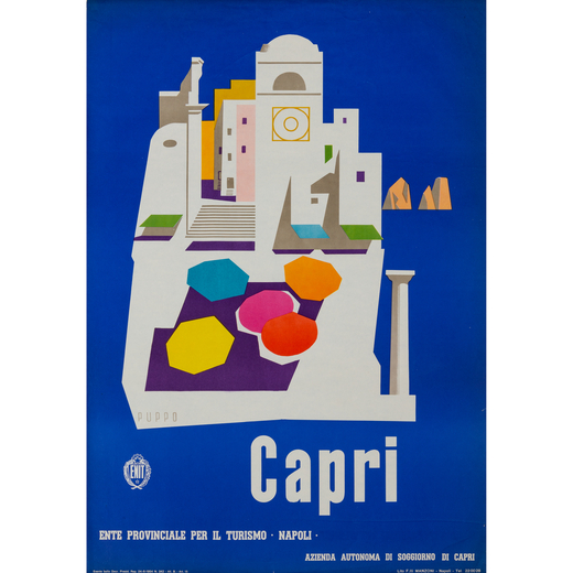 Capri Manifesto Litografia Offset [Non Telato]<br>by Puppo Mario<br>Edito F.lli Manzoni, Napoli<br>E