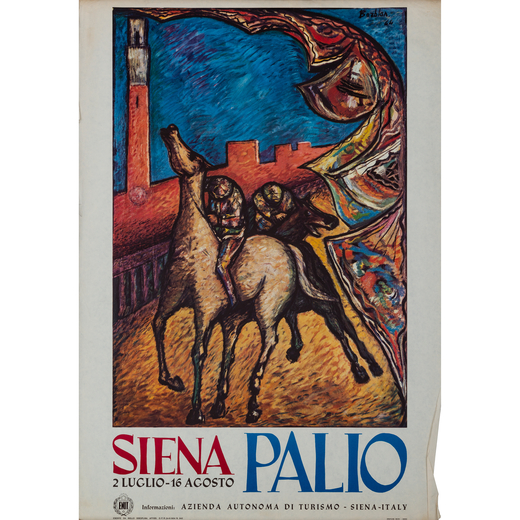 Siena, Palio Manifesto Offset<br>by Bozblan [?]<br>Edito Grafiche Meini, Siena<br>Epoca 1965<br>Misu
