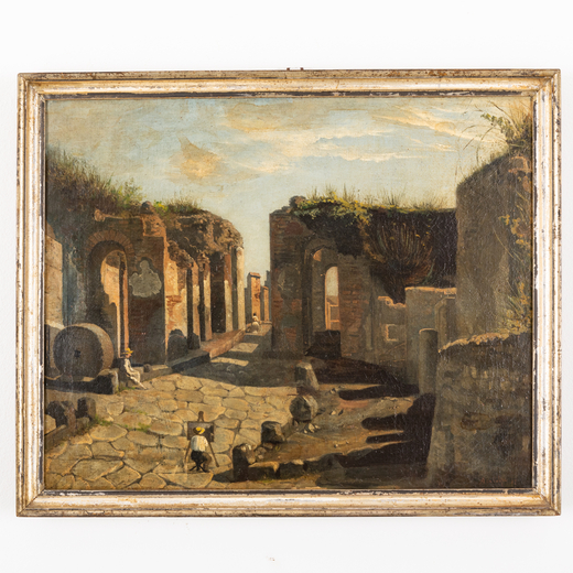 ALESSANDRO LA VOLPE Lucera, 1820 ; Roma, 1887<br>Pittore al cavalletto tra le rovine di Ercolano<br>