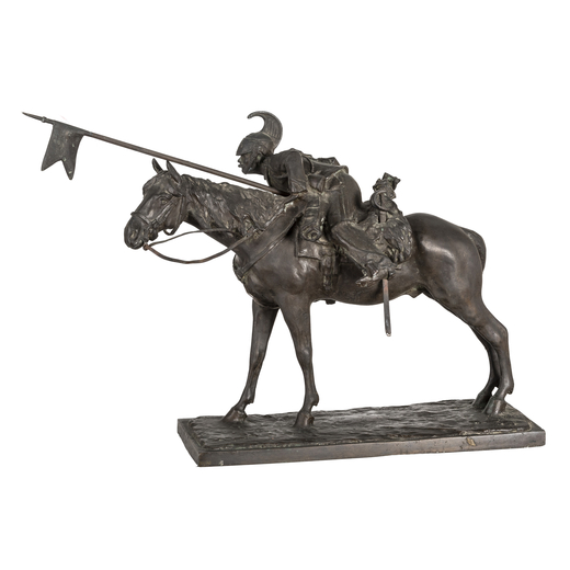 FRANCESCO FERRUCCIO CRESPI Busto Arsizio, 1861 - 1891<br>Lanciere a cavallo<br>Firmato Crespi sulla 