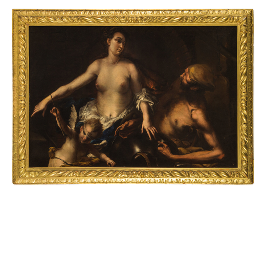 ALESSANDRO MAGNASCO (Genova, 1667 - 1749)<br>Venere e Marte con Cupido<br>Olio su tela, cm 117,5X170