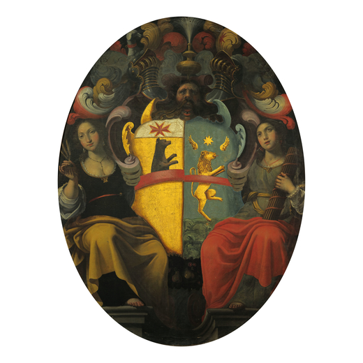 PITTORE FIORENTINO DEL XVII SECOLO Emblema<br>Olio su tela, cm 205X154