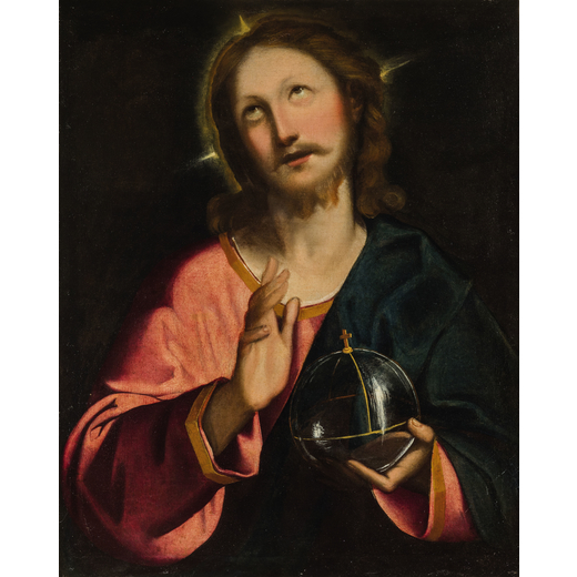 VENTURA MAZZA (attr. a) (Cantiano, 1560 - Urbino, 1638)<br>Salvator Mundi<br>Olio su tela, cm 74X59