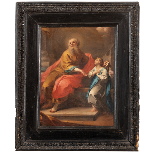 MARIANO ROSSI (Sciacca, 1731 - Roma, 1807)<br>Bozzetto <br>Olio su tela, cm 39,5X31