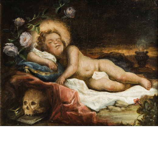 STEFANO MAGNASCO (maniera di) (Genova, 1635 - 1665)<br>Vanitas<br>Olio su tela, 15X19,5