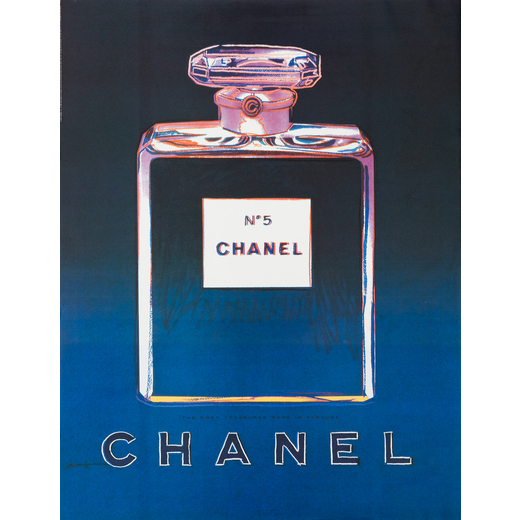 Chanel N. 5 [Blue] Manifesto Offset [Telato]<br>by Warhol Andy [After]<br>Epoca Anni 2000<br>Misure 