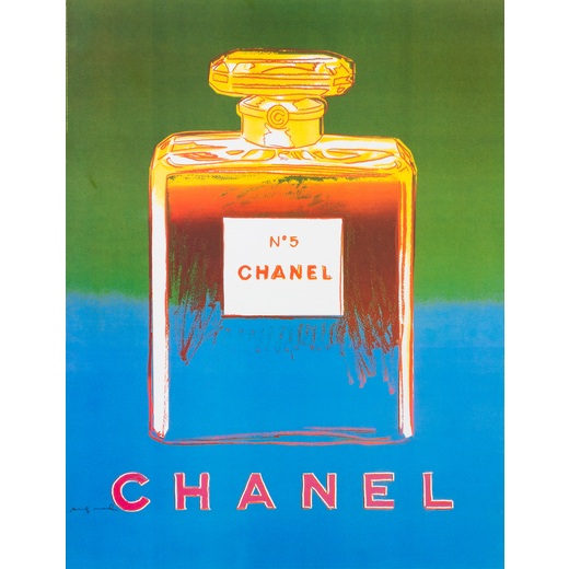 Chanel N. 5 [Green] Manifesto Offset [Telato]<br>by Warhol Andy [After]<br>Epoca Anni 2000<br>Misure