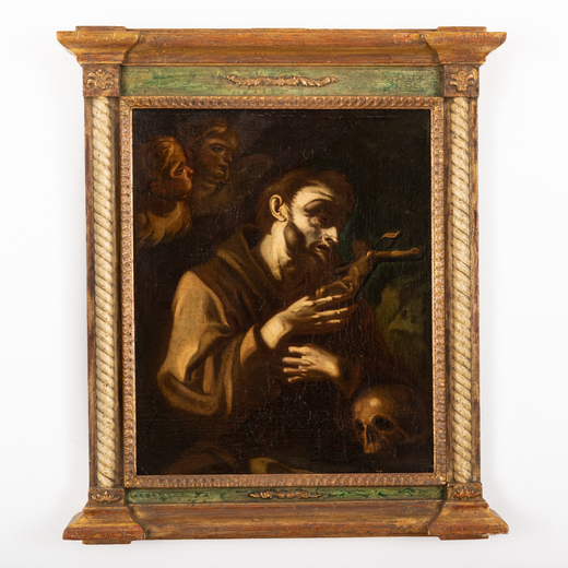 PIETRO BARDELLINO (cerchia di) (Napoli, 1732 - 1806)<br>San Francesco <br>Olio su tela, cm 73X60