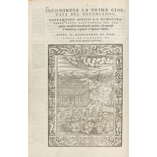 BOCCACCIO, Giovanni (1313-1375). Il Decamerone. Venezia: Valgrisi, 1555.