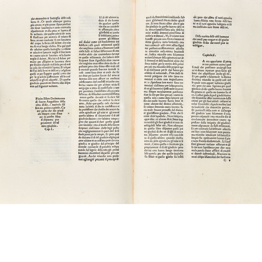 AUGUSTINUS, Aurelius (354-430). De la cita di dio. Venezia: Bartolommeo Miscomini, 1476-78.
